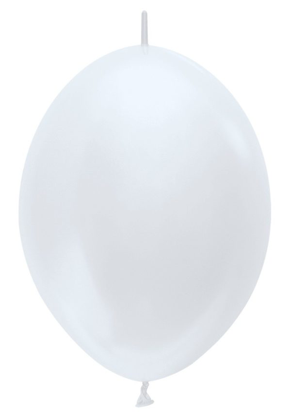 Balon z łącznikiem 12 perłowy biały