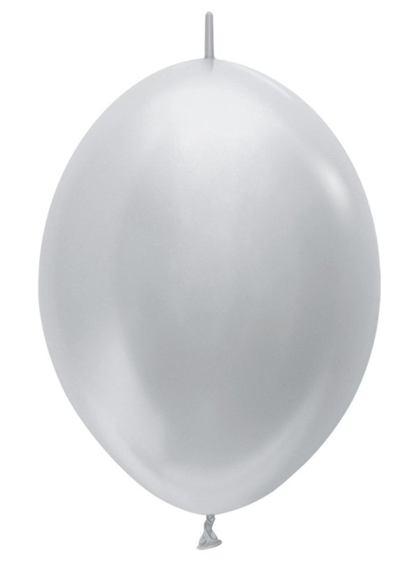 Balon z łącznikiem 12 perłowy srebrny
