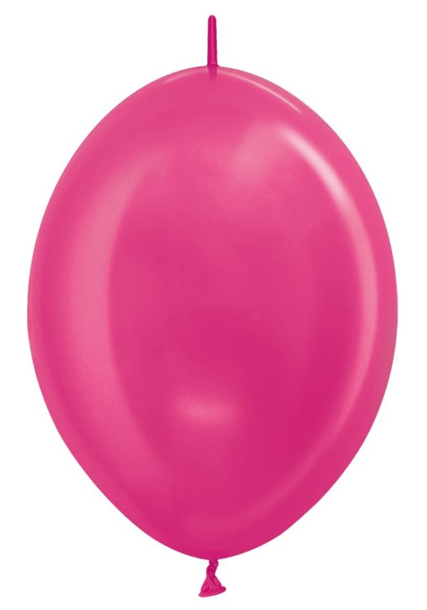Balon z łącznikiem 12 metalik fuksja