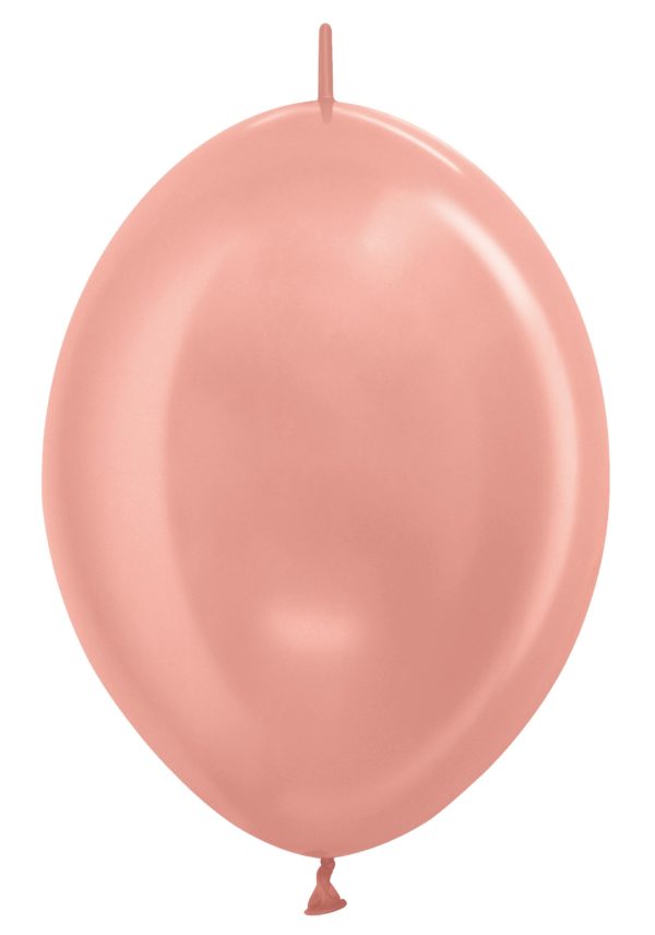 Balon z łącznikiem 12 metalik różowe złoto
