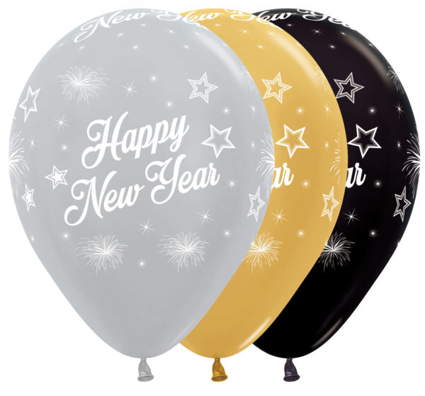 R12 NY Balon z nadrukiem Happy New Year